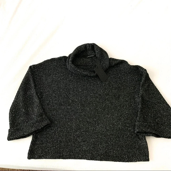 Women’s Chunky Cowl Neck Sweater Gray Knit Boxy Fit Long Sleeve Pullover - Picture 5 of 7